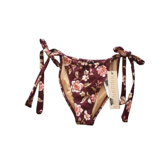Minkpink women's Burgundy Rhapsody Side tie bikini bottom Small NWT - Picture 3 of 5